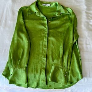 MNG by mango, green blouse